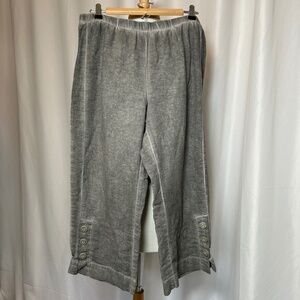 SOFT SURROUNDINGS PULL-ON GRAY COTTON PANTS - SIZE MEDIUM